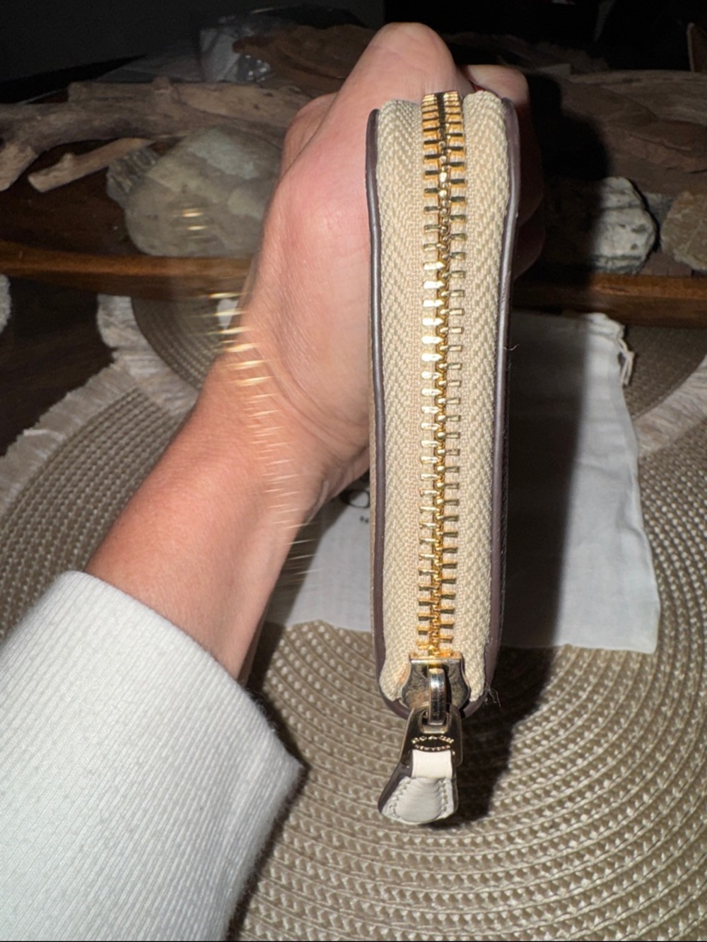 Coach Daisy Signature Zip Wallet - Beige, Yellow & White - Picture 4 of 6